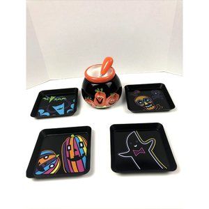 Prissy Plates Lot 3 Piece Dip Bowl w/Spreader & 4 Halloween Target Plates